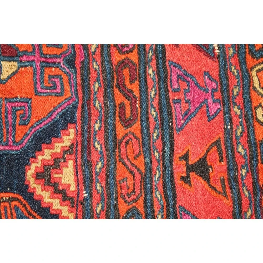Antique 19thC Soumak Mafrash Panel Nomadic Cargo Bag Face 18x35